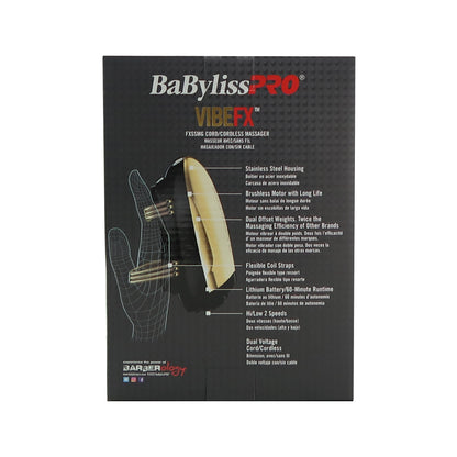 BabyLiss Pro Vibe FX Cord / Cordless Massager FXSSMG Gold with Fade Brush and 9" Comb