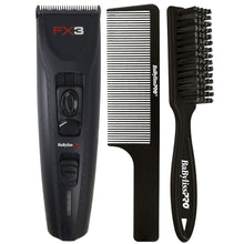 BaByliss Pro FX3 Black High Torque Cordless Clipper FXX3CB (Black) with Fade Brush and 9" Comb