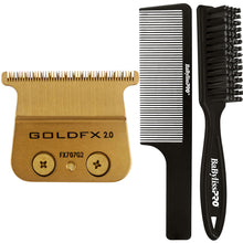 Babyliss Pro Gold FX707G2 Replacement Deep Tooth T-Blade 2.0MM with Fade Brush and 9" Comb