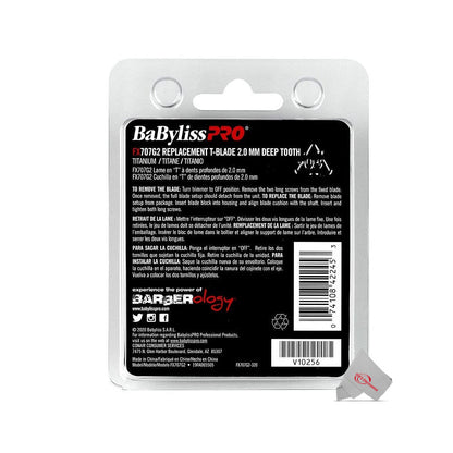 Babyliss Pro Gold FX707G2 Replacement Deep Tooth T-Blade 2.0MM with Fade Brush and 9" Comb