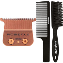 Babyliss Pro Rose Gold FX707RG2 Replacement Deep Tooth T-Blade 2.0MM with Fade Brush and 9" Comb
