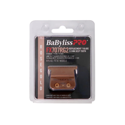 Babyliss Pro Rose Gold FX707RG2 Replacement Deep Tooth T-Blade 2.0MM with Fade Brush and 9" Comb