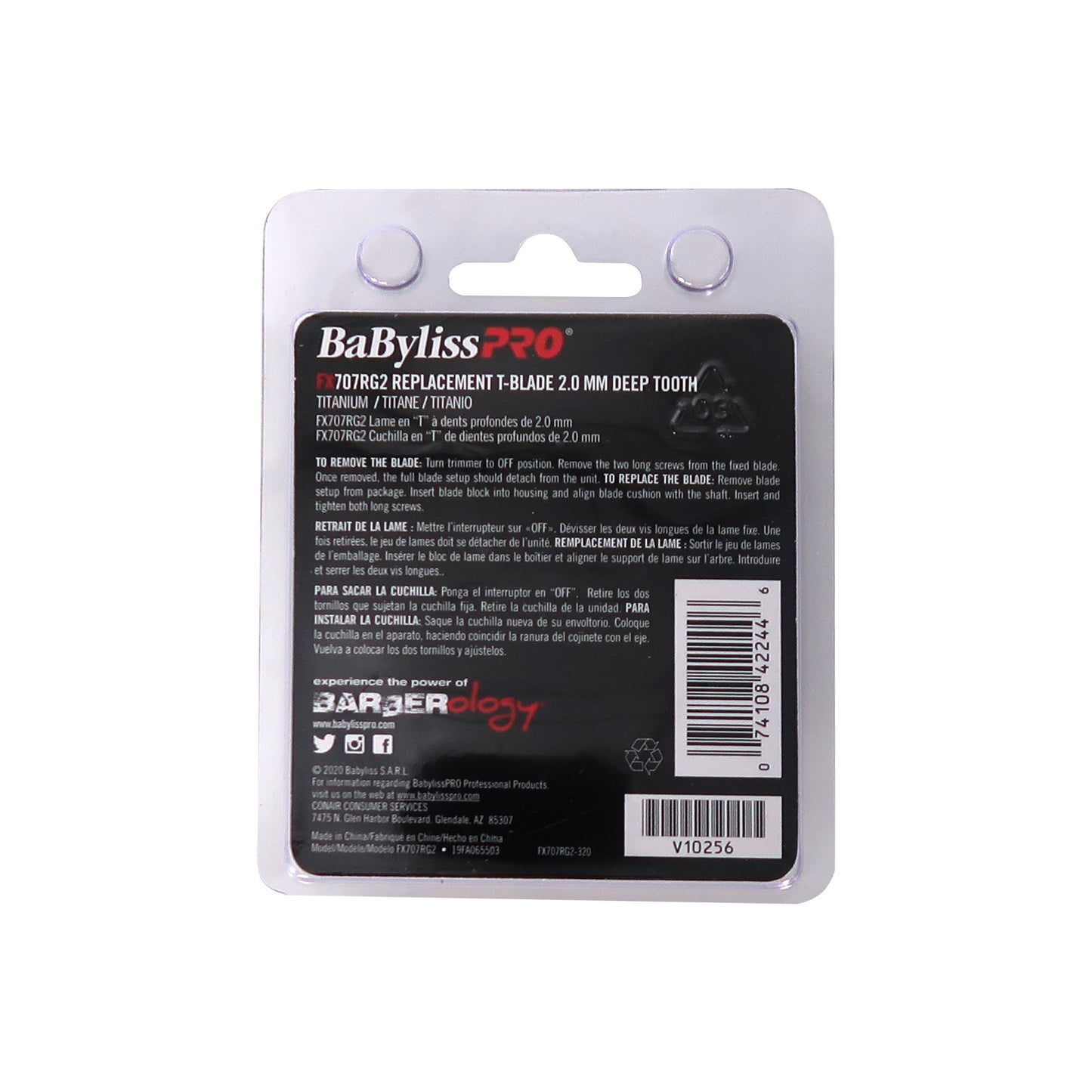 Babyliss Pro Rose Gold FX707RG2 Replacement Deep Tooth T-Blade 2.0MM with Fade Brush and 9" Comb