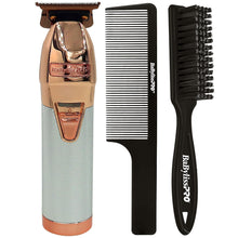 BaByliss Pro ROSEFX+ Professional Cord/Cordless All-Metal Lithium Outlining Trimmer Rose Gold FX787NRG with Fade Brush and 9" Comb