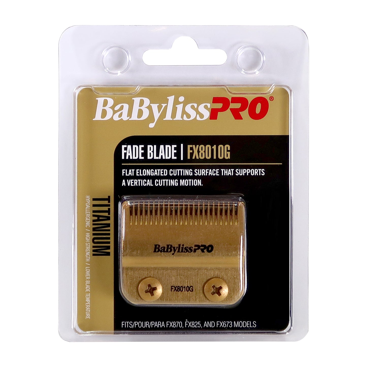 BaByliss Pro Replacement Gold Titanium Fade Blade #FX8010G Fits for FX870, FX825, and FX673 Models + BaByliss Pro Fade Brush BPFADEB + BaByliss Pro 9" Clipper Comb