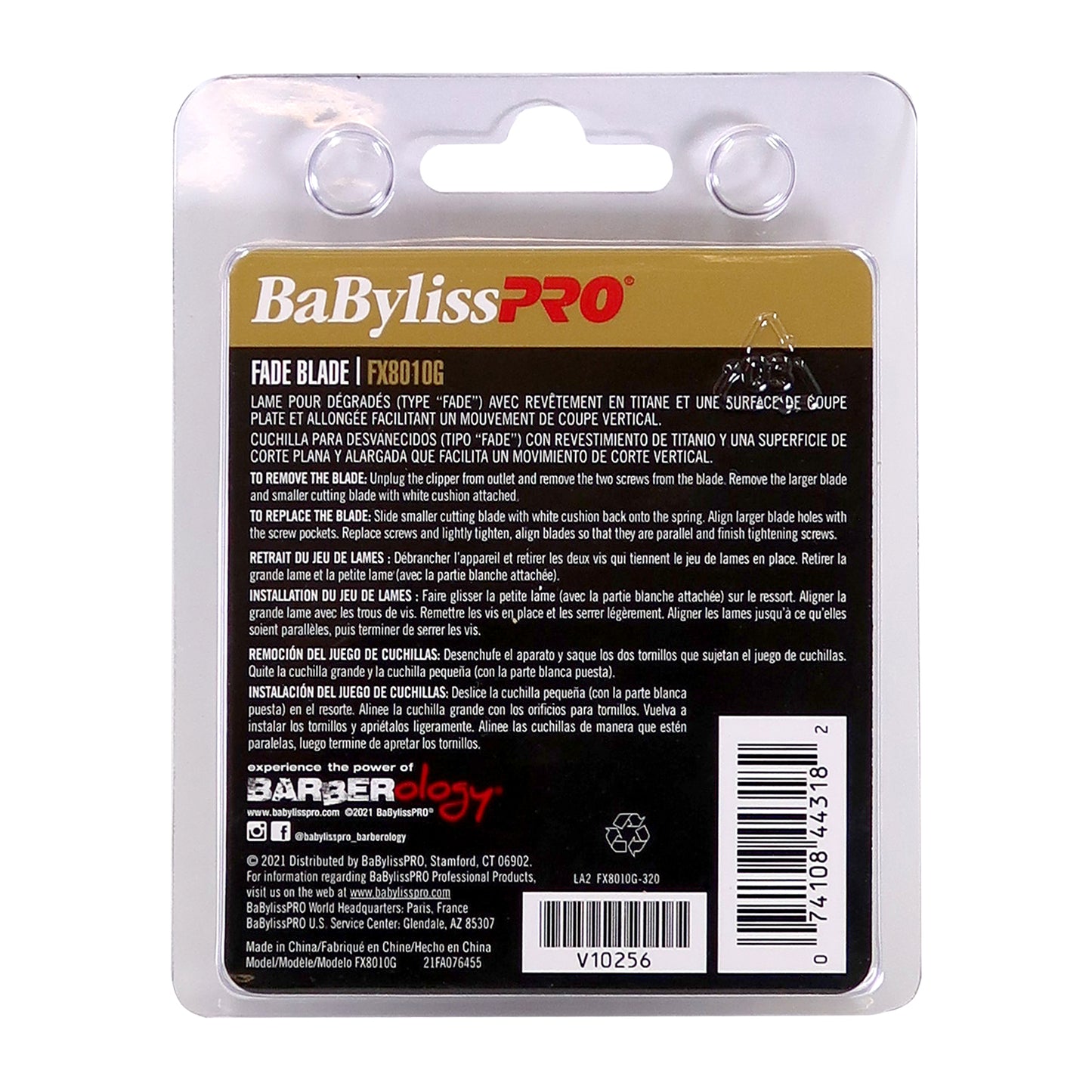 BaByliss Pro Replacement Gold Titanium Fade Blade #FX8010G Fits for FX870, FX825, and FX673 Models + BaByliss Pro Fade Brush BPFADEB + BaByliss Pro 9" Clipper Comb