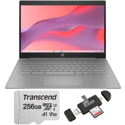 HP Chromebook 14" HD Laptop Intel Celeron N4500 - 4GB Memory, 64GB eMMC (Modern Grey) with 256GB microSDXC Card and Card Reader