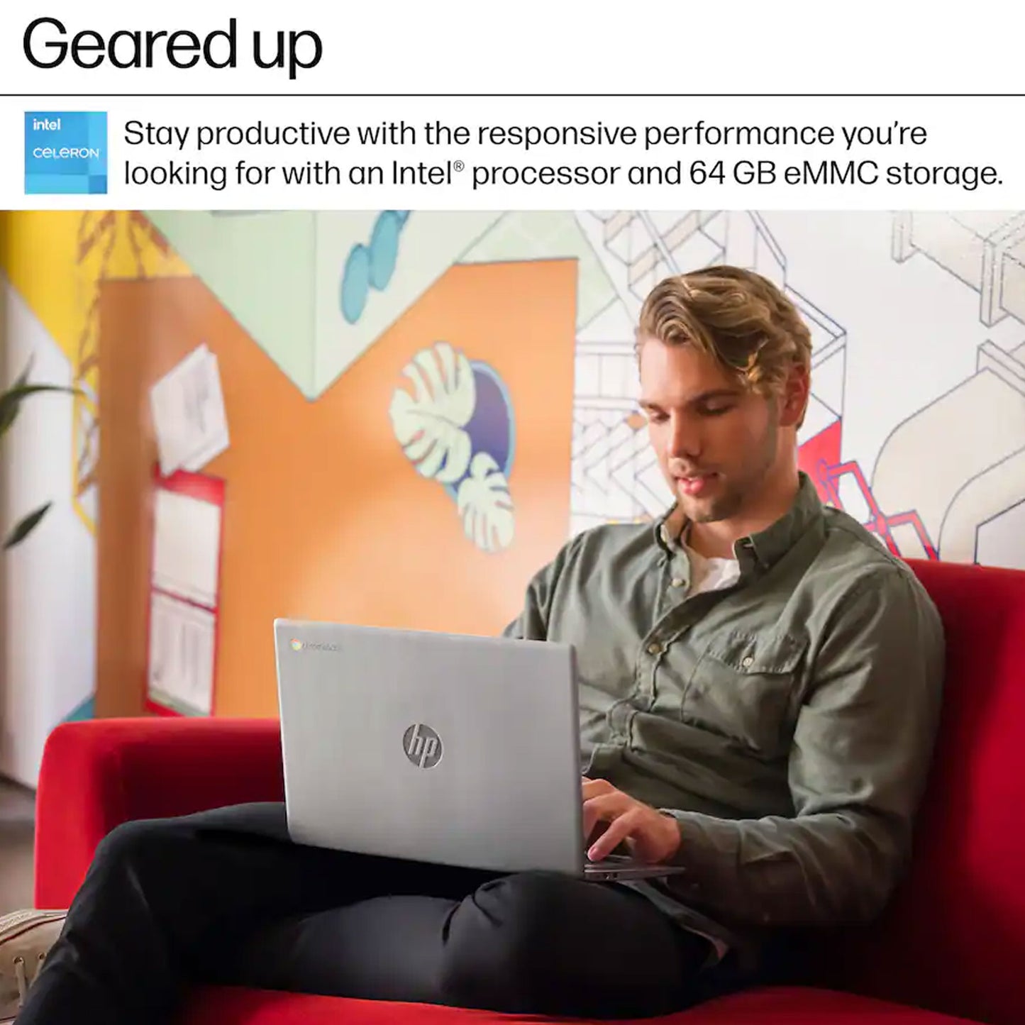 HP Chromebook 14" HD Laptop Intel Celeron N4500 - 4GB Memory, 64GB eMMC (Modern Grey) with 256GB microSDXC Card and Card Reader