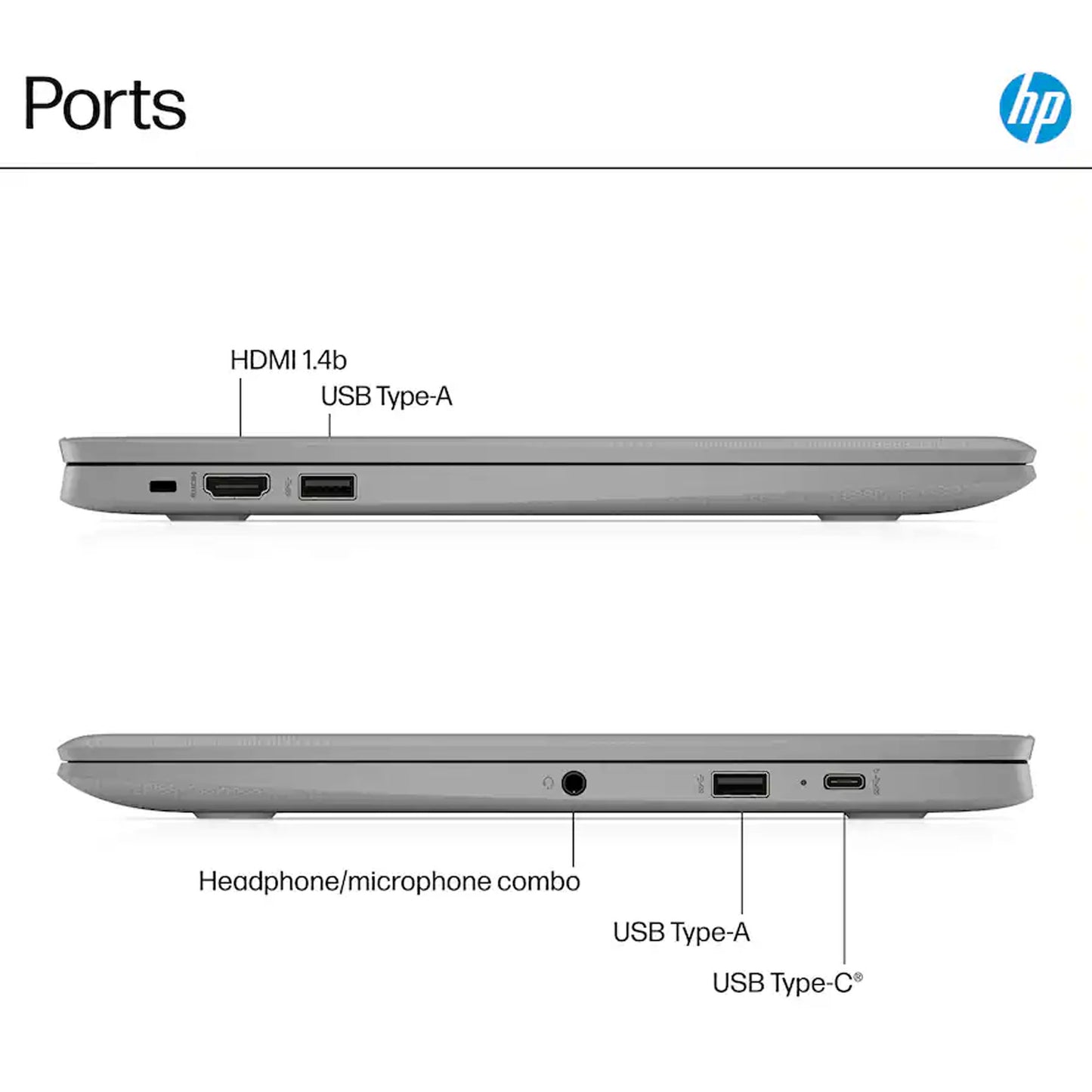 HP Chromebook 14" HD Laptop Intel Celeron N4500 - 4GB Memory, 64GB eMMC (Modern Grey) with Splash Proof Laptop Bag and Cables