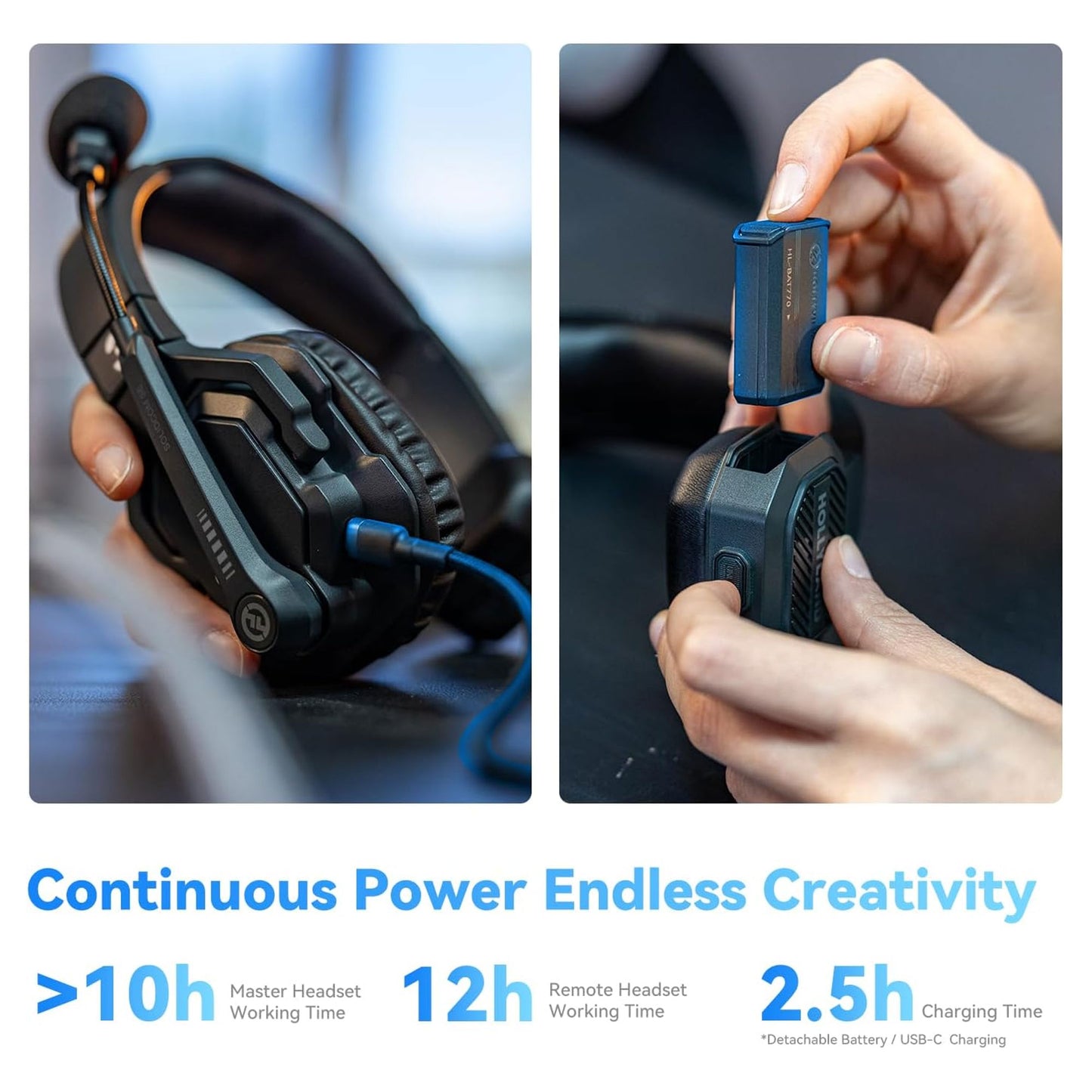 Hollyland Solidcom SE Global 2S 2-Person Full-Duplex Single-Ear Noise Cancellation Wireless Intercom Headset System (2.4 GHz)