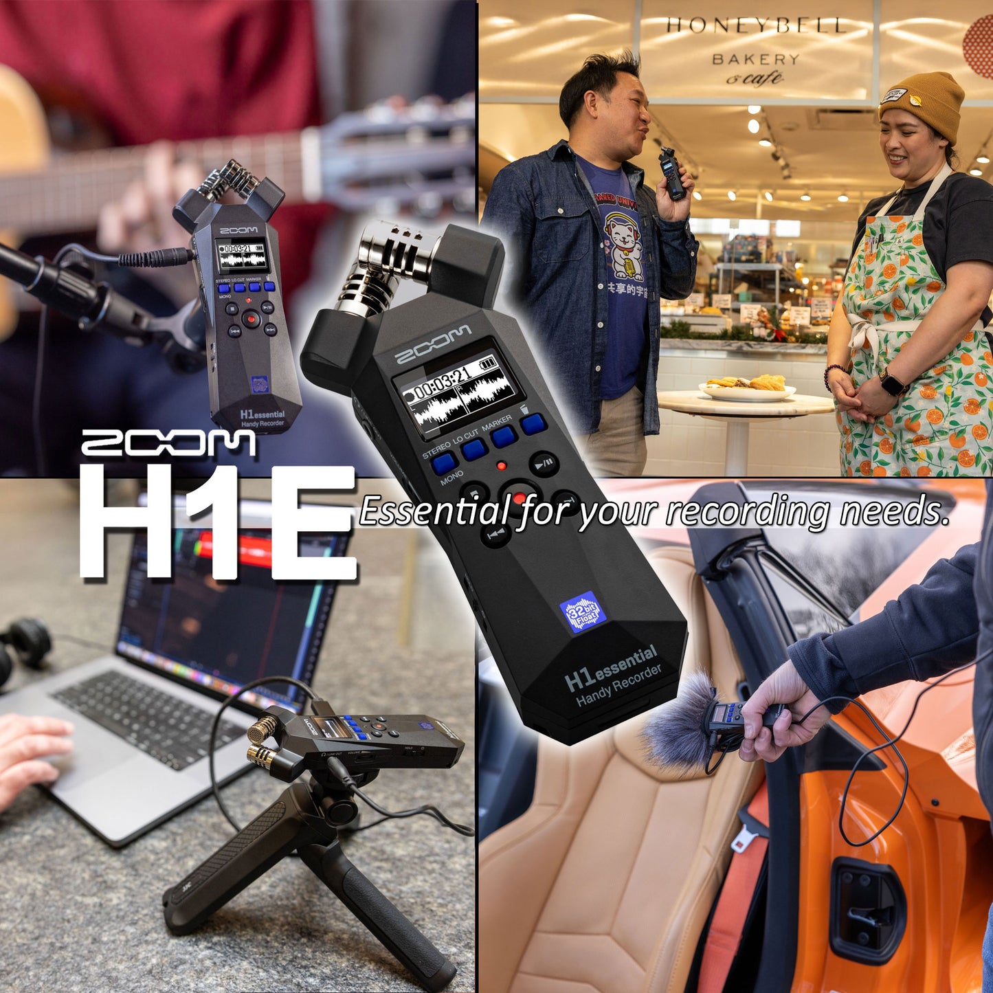 Zoom H1essential 2-Track 32-Bit Float Portable Audio Recorder with Zoom APH-1e Accessory Pack Ultimate Recording Kit