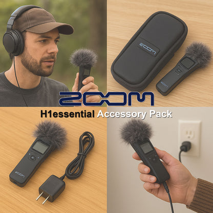 Zoom H1essential 2-Track 32-Bit Float Portable Audio Recorder with Zoom APH-1e Accessory Pack Ultimate Recording Kit