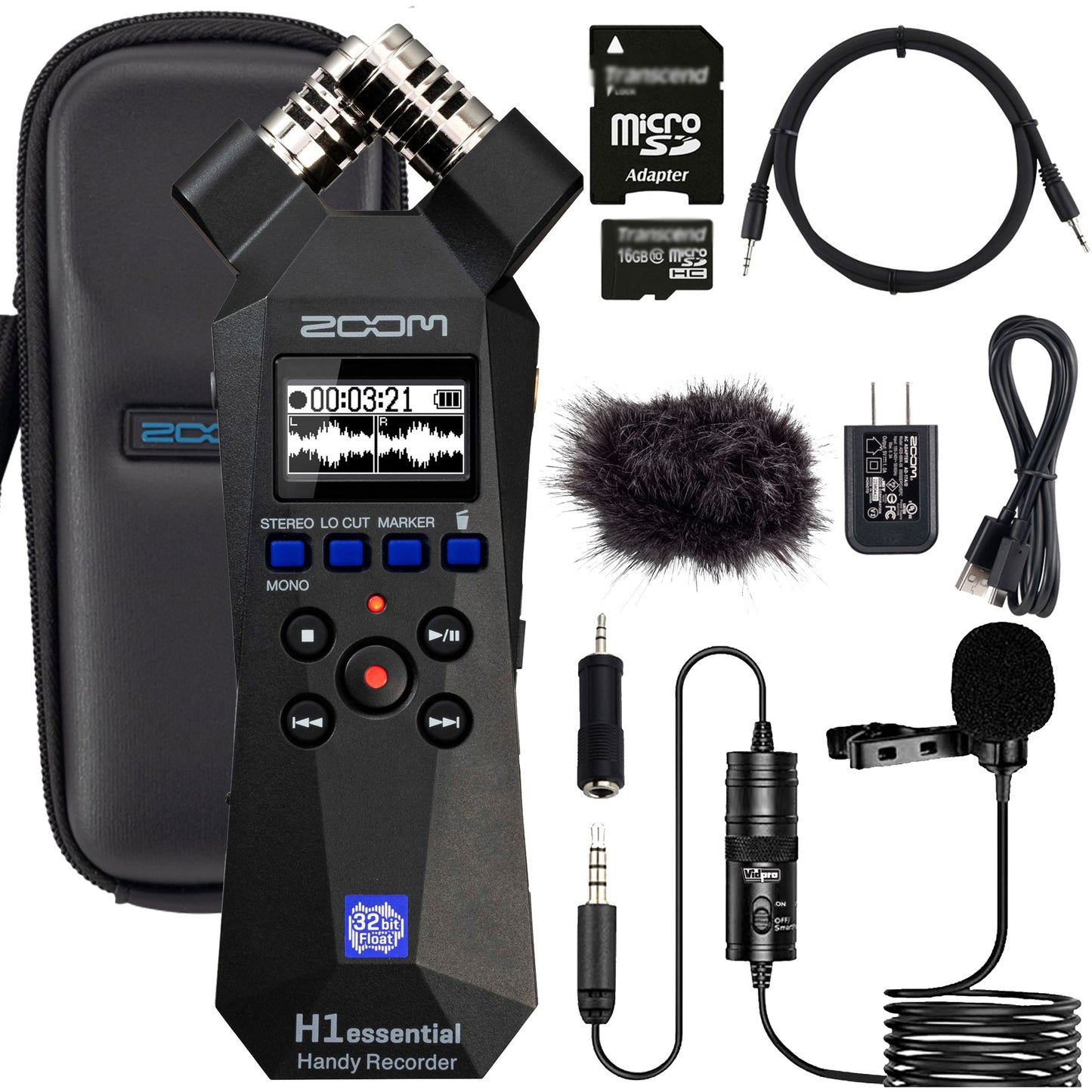 Zoom H1essential 2-Track 32-Bit Float Portable Audio Recorder + Zoom APH-1e Accessory Pack Complete Audio Recording Bundle