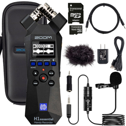 Zoom H1essential 2-Track 32-Bit Float Portable Audio Recorder + Zoom APH-1e Accessory Pack Complete Audio Recording Bundle