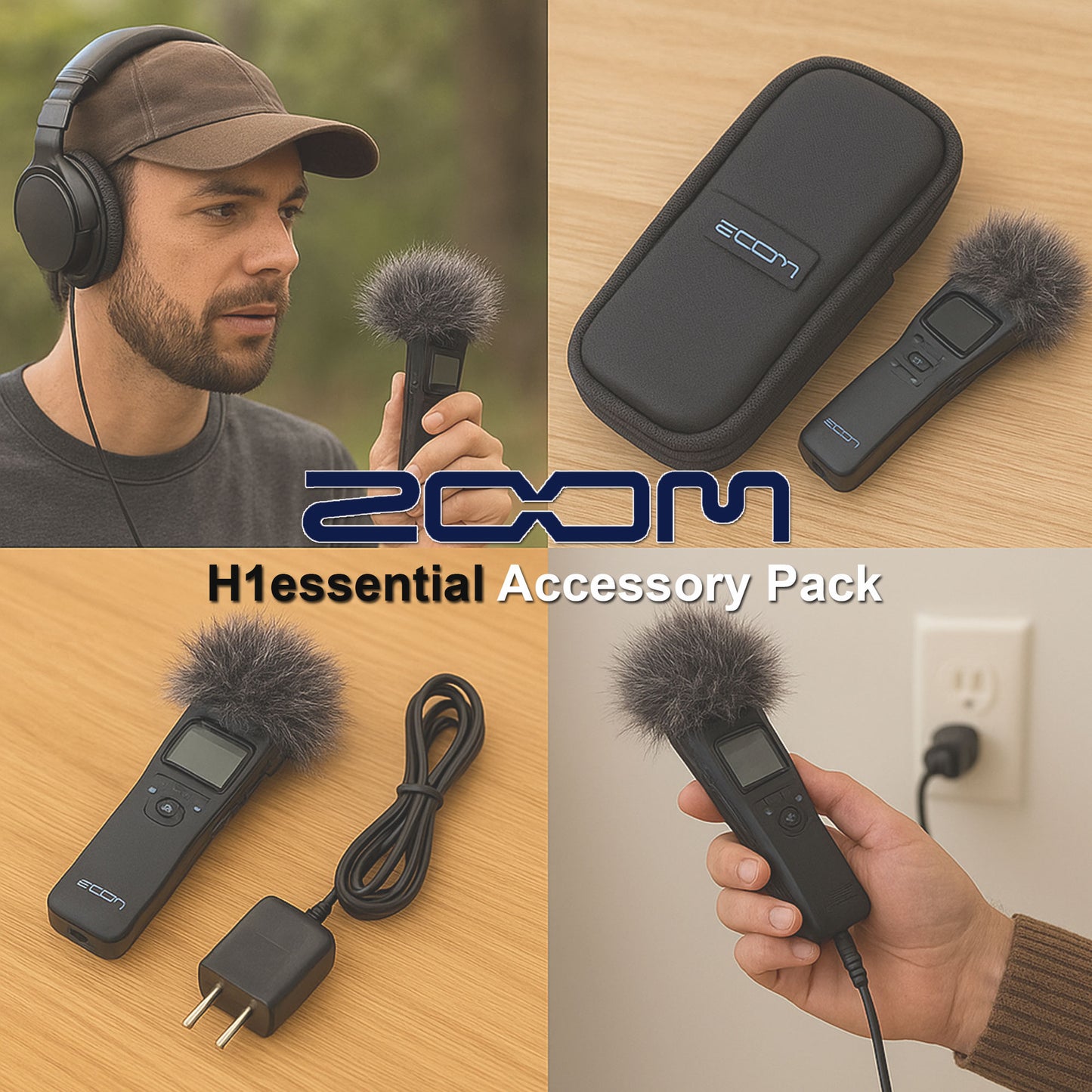 Zoom H1essential 2-Track 32-Bit Float Portable Audio Recorder with Zoom APH-1e Accessory Pack and Professional Lavalier Condenser Microphone