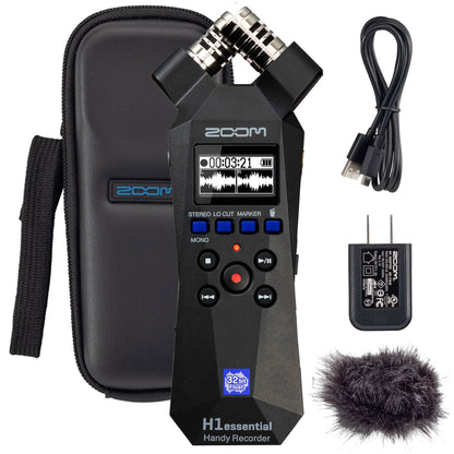 Zoom H1essential 2-Track 32-Bit Float Portable Audio Recorder with Zoom APH-1e Accessory Pack