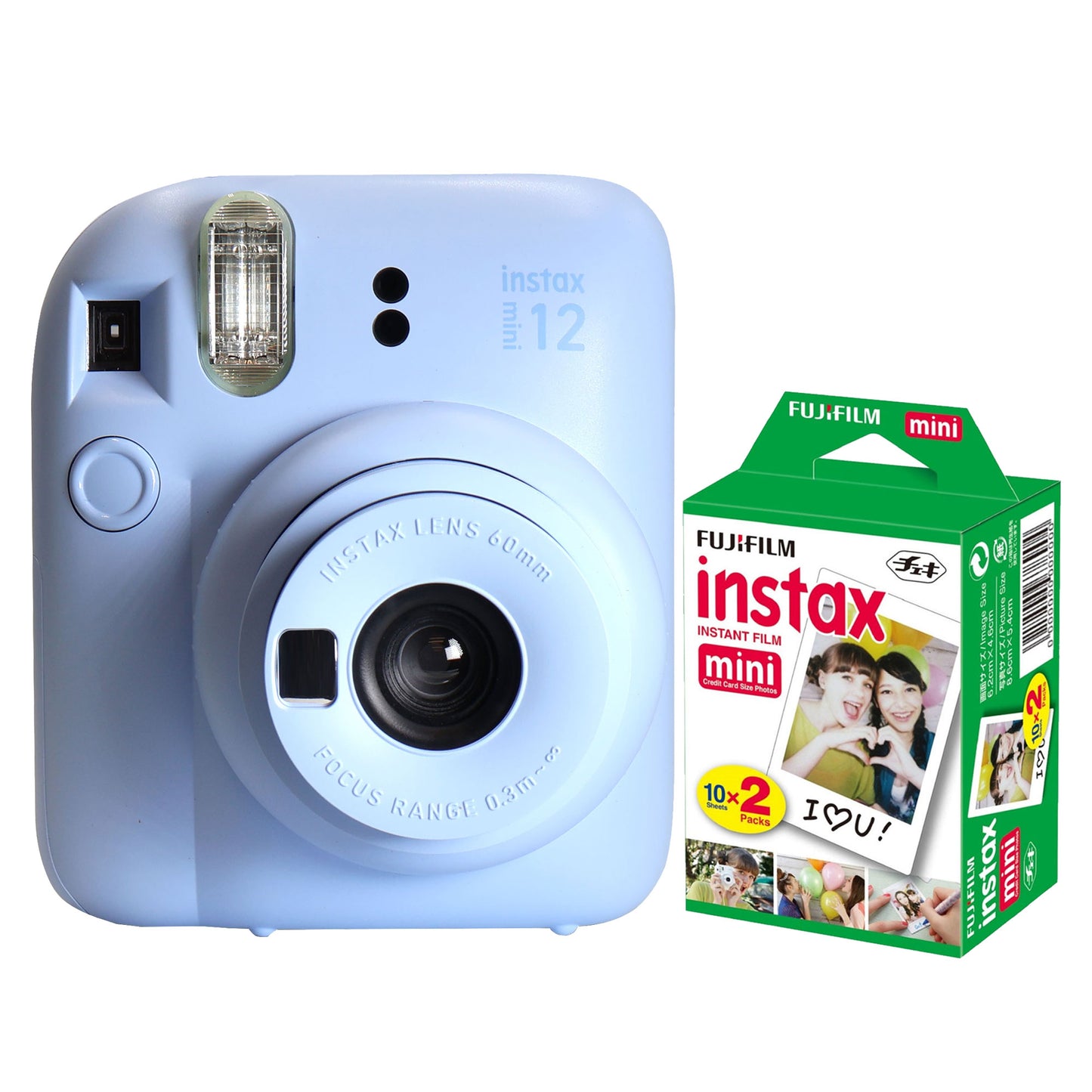 FUJIFILM INSTAX MINI 12 Instant Film Camera (Pastel Blue) + Fujifilm 2x10 Film Mini Instax Film Pack