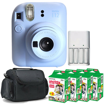 FUJIFILM INSTAX MINI 12 Instant Film Camera (Pastel Blue) with 4x 2x10 Film Mini Instax Film Pack Bundle