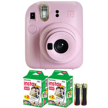 FUJIFILM INSTAX MINI 12 Instant Film Camera (Blossom Pink) with 2x Fujifilm 2x10 Film Mini Instax Film Pack and Panasonic Alkaline 2 "AA" Batteries