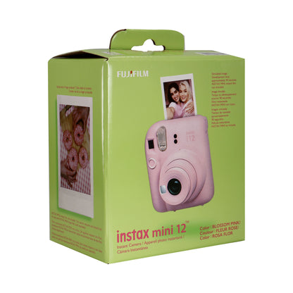 FUJIFILM INSTAX MINI 12 Instant Film Camera (Blossom Pink) with 2x Fujifilm 2x10 Film Mini Instax Film Pack and Panasonic Alkaline 2 "AA" Batteries