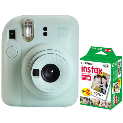 FUJIFILM INSTAX MINI 12 Instant Film Camera (Mint Green) + Fujifilm 2x10 Film Mini Instax Film Pack