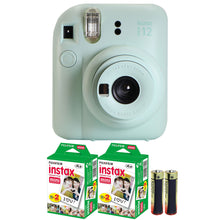FUJIFILM INSTAX MINI 12 Instant Film Camera (Mint Green) with 2x Fujifilm 2x10 Film Mini Instax Film Pack and Panasonic Alkaline 2 "AA" Batteries