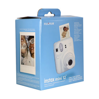 FUJIFILM INSTAX MINI 12 Instant Film Camera (Clay White) with 4x Fujifilm 2x10 Film Mini Instax Film Pack