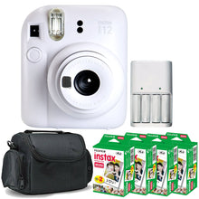 FUJIFILM INSTAX MINI 12 Instant Film Camera (Clay White) with 4x Fujifilm 2x10 Film Mini Instax Film Pack Bundle