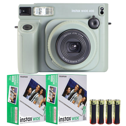FUJIFILM INSTAX WIDE 400 Instant Film Camera with 2x FUJIFILM INSTAX WIDE 2X10 Film and Panasonic Alkaline 4 "AA" Batteries