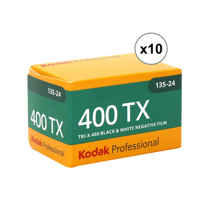 Kodak Professional 400TX Tri-X 400 Black & White Negative Film, 24 Exposures (1590652) - 10 Pack