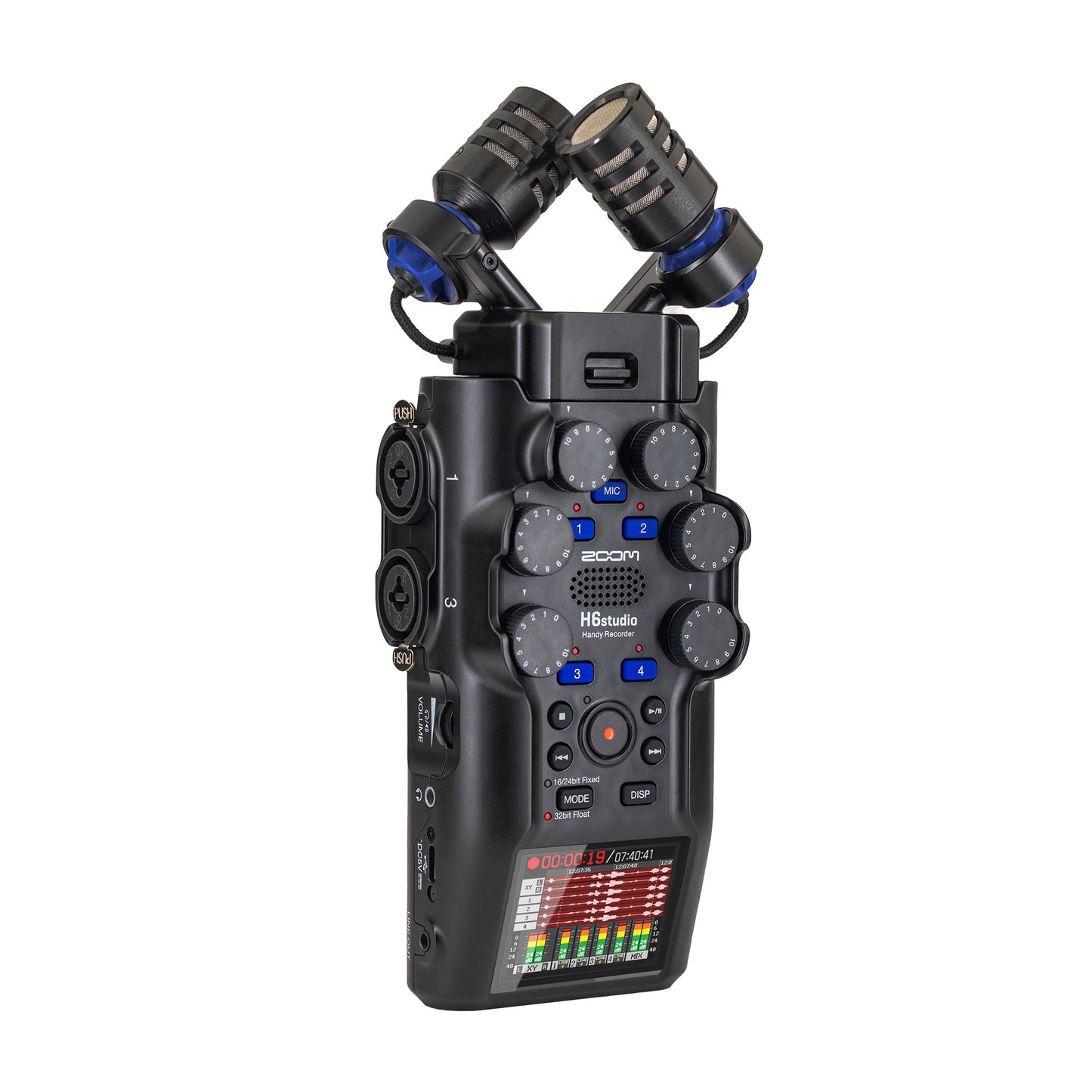 Zoom H6studio 6-Track Handy Recorder with 32-Bit Float Recording with Zoom ZDM-1 Podcast Accessory Mic Pack and Desk Holder Mic Stand Bracket