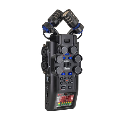 Zoom H6studio 6-Track Handy Recorder with 32-Bit Float Recording with Zoom ZDM-1 Podcast Accessory Mic Pack and Desk Holder Mic Stand Bracket