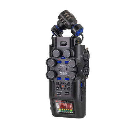 Zoom H6studio 6-Track Handy Recorder with 32-Bit Float Recording with Zoom ZDM-1 Podcast Accessory Mic Pack and Desk Holder Mic Stand Bracket