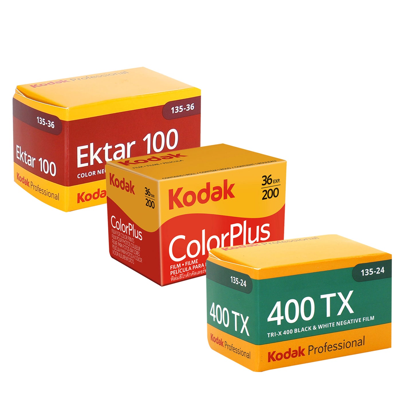 Kodak Professional 400TX Tri-X 400 Black & White Negative Film - 24 Exp with ColorPlus 200 & Pro Ektar 100 Color Negative Film, 36 Exposures