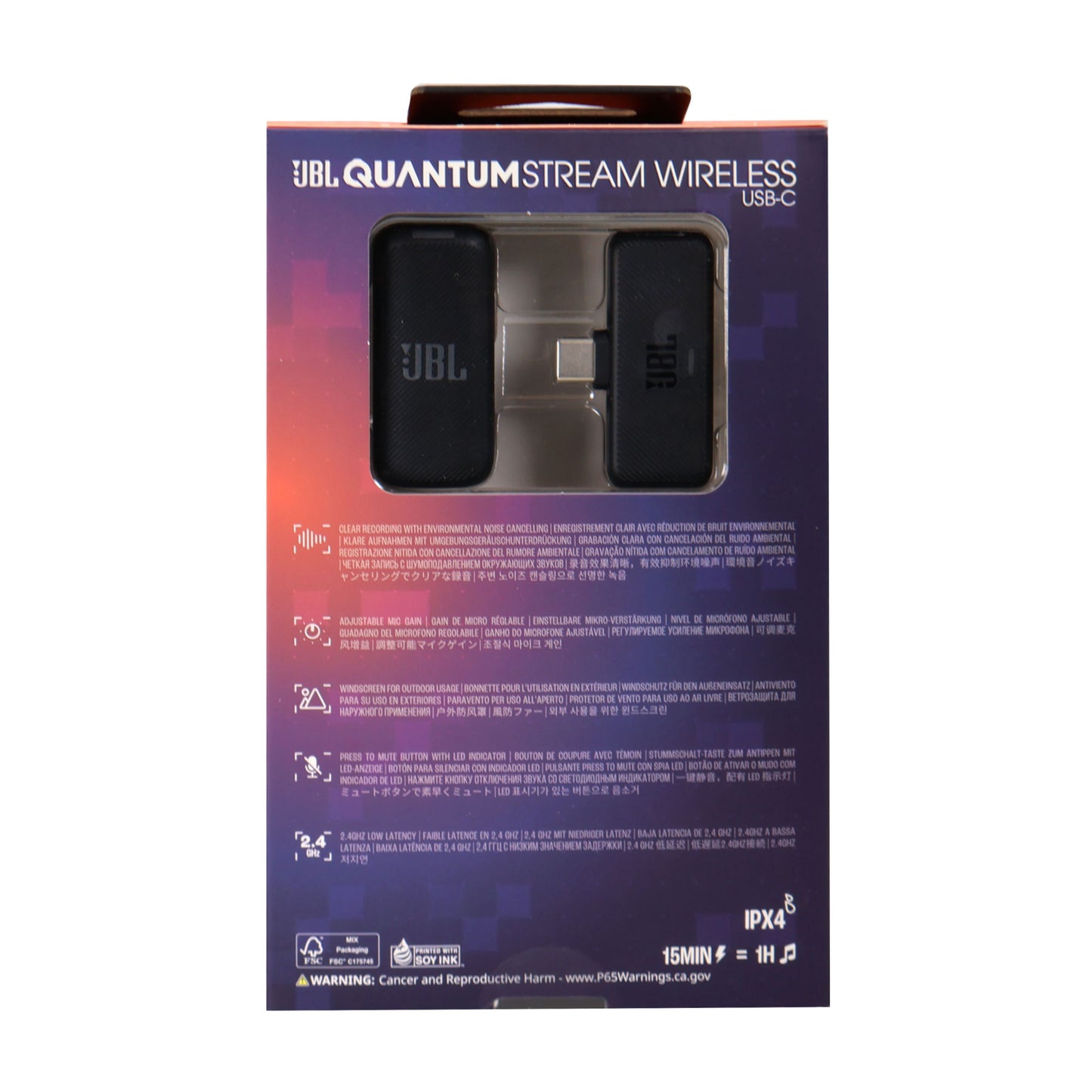 JBL Quantum Stream Wireless Clip-On Microphone System for USB-C Devices (2.4 GHz)