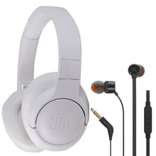 JBL Tune 720BT Over-Ear Wireless Headphones (White) with JBL T110 in Ear Headphones