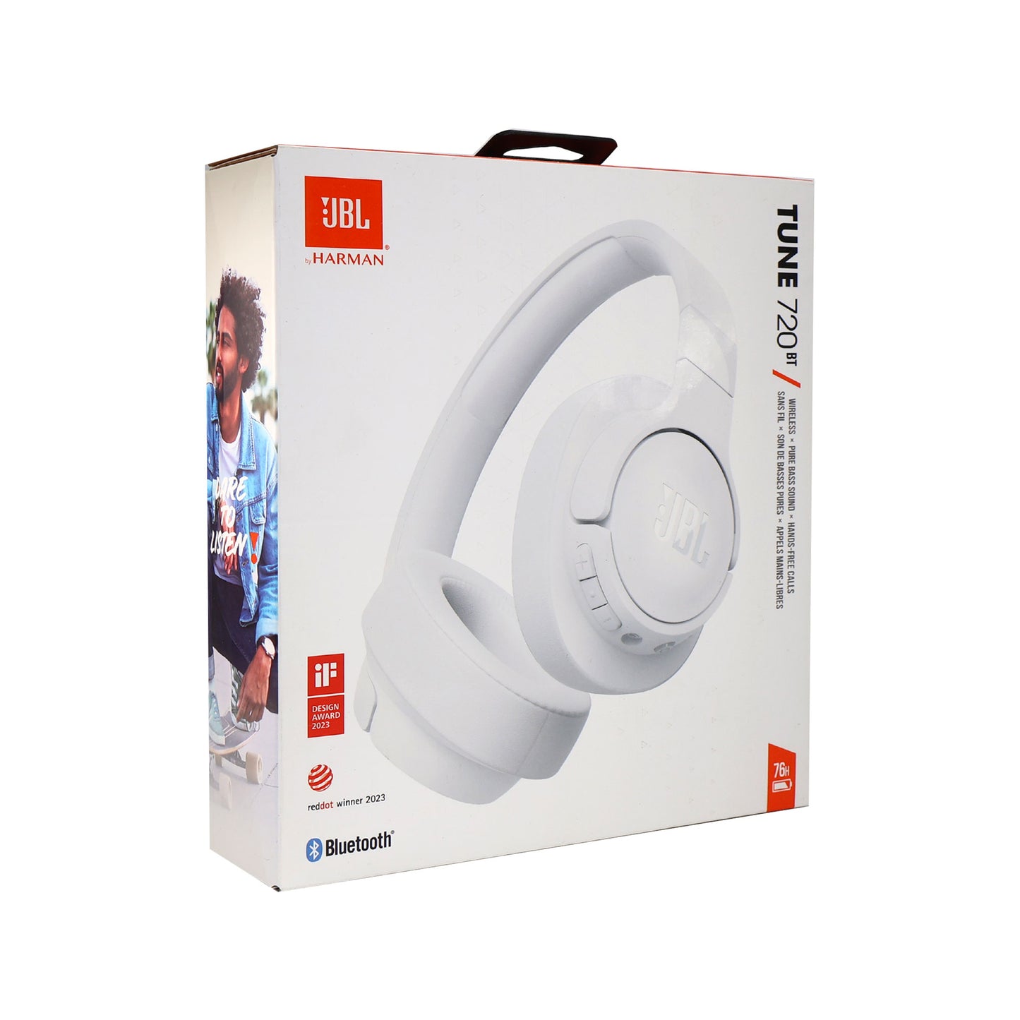 JBL Tune 720BT Over-Ear Wireless Headphones (White) with JBL T110 in Ear Headphones