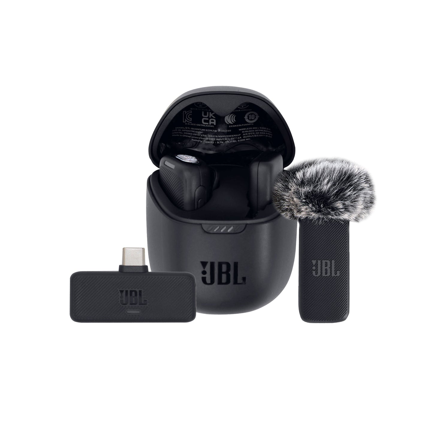 JBL Quantum Stream Wireless Clip-On Microphone System for USB-C Devices (2.4 GHz) with Complete Podcasting Bundle