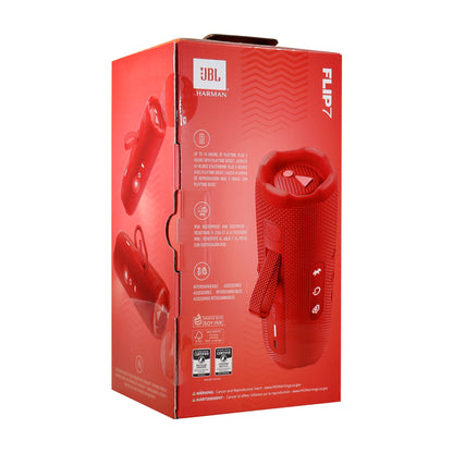 JBL Flip 7 Portable Waterproof Bluetooth Speaker (Red) with JBL T110 in Ear Headphones Black