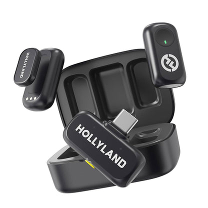 Hollyland LARK A1 Duo 2-Person Wireless Lavalier Microphone System with USB-C Connector for Mobile Devices (Space Gray, 2.4 GHz) with Content Creation Bundle