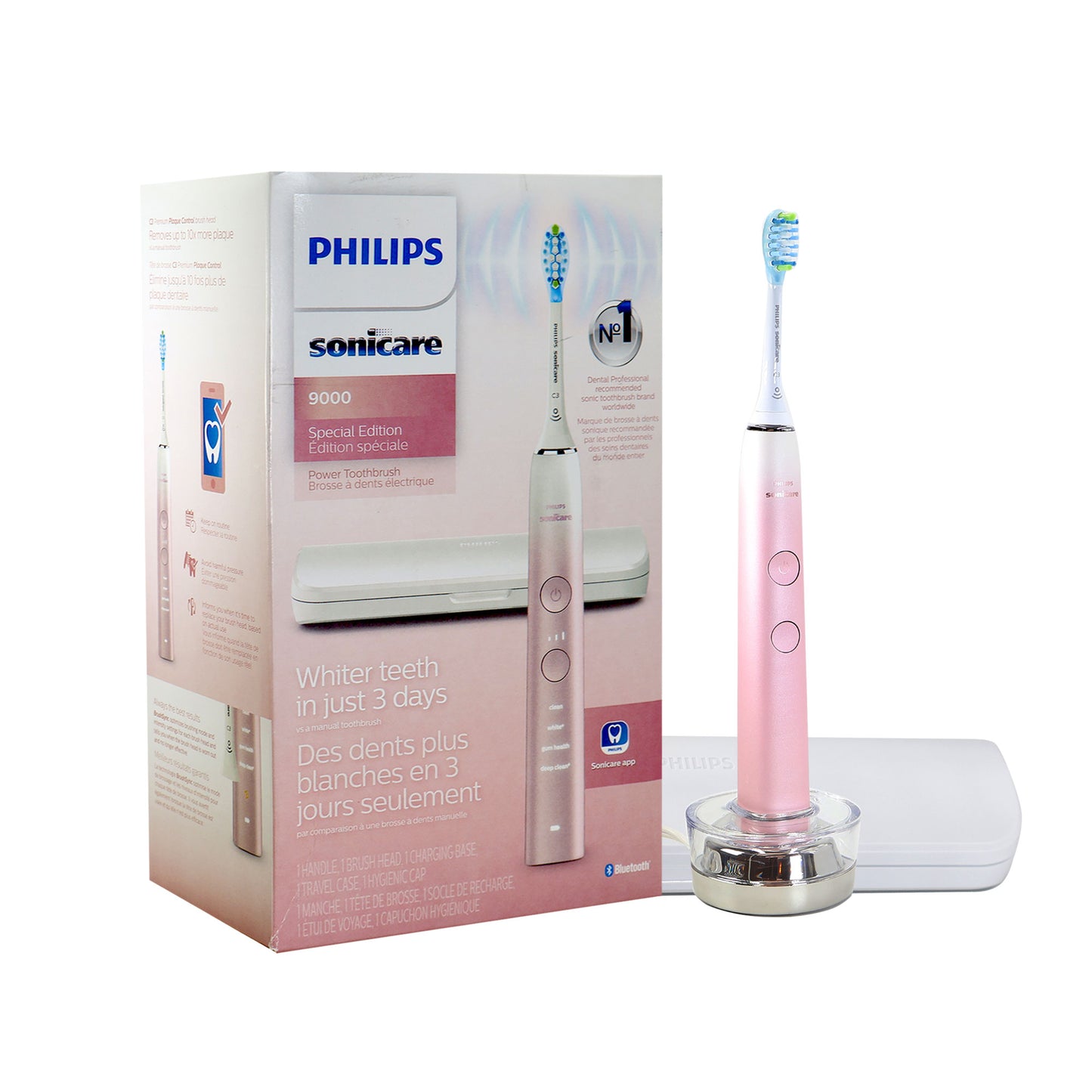 PHILIPS Sonicare 9000 Special Edition Rechargeable Toothbrush, Pink/White, HX9911/90