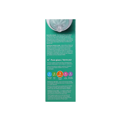 Philips Avent Natural Glass Baby Bottles with Natural Response Nipples (Medium Flow, Flow 3), 8oz, 2-Pack, SCY913/02