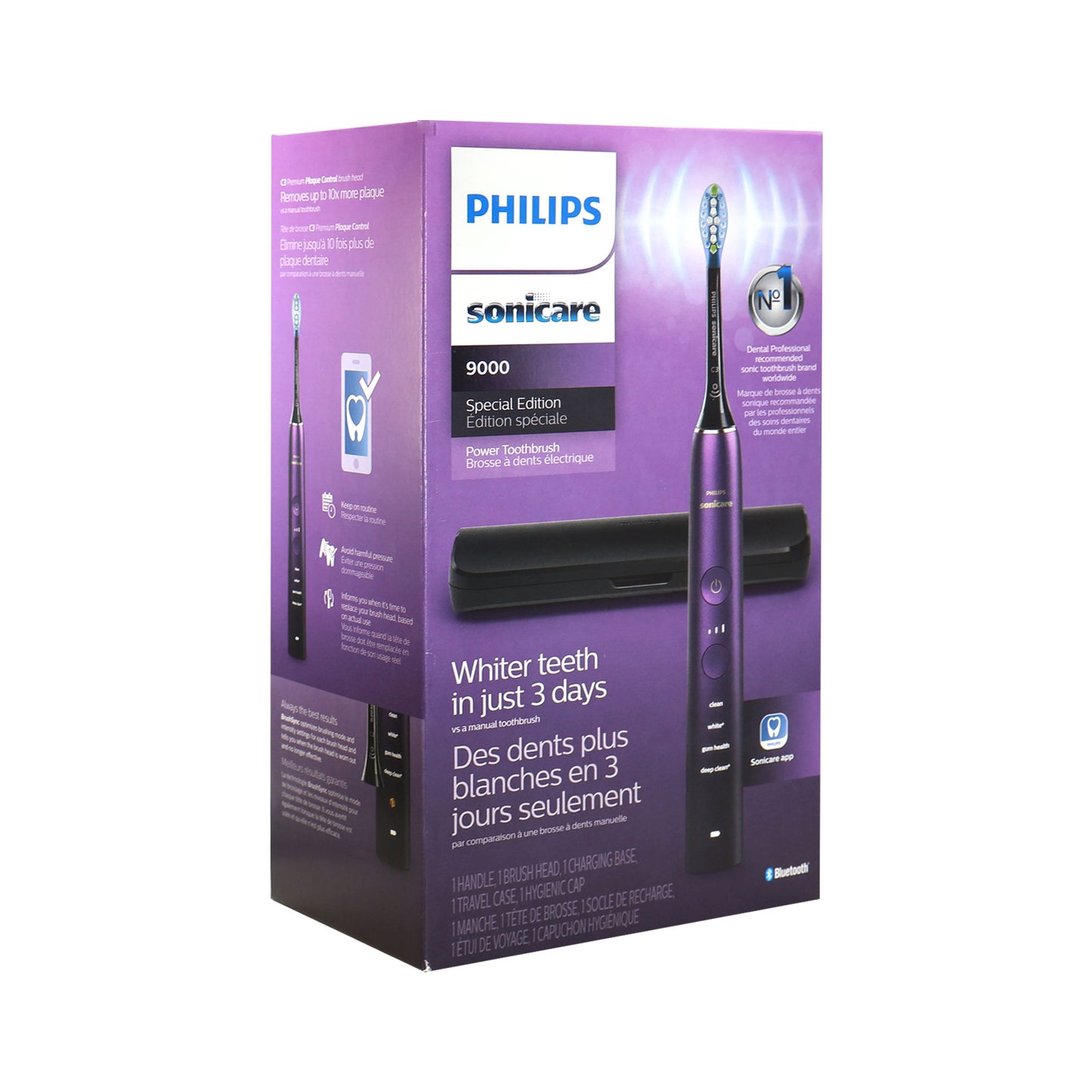 PHILIPS Sonicare 9000 Special Edition Rechargeable Toothbrush, Black/Purple, HX9911/91