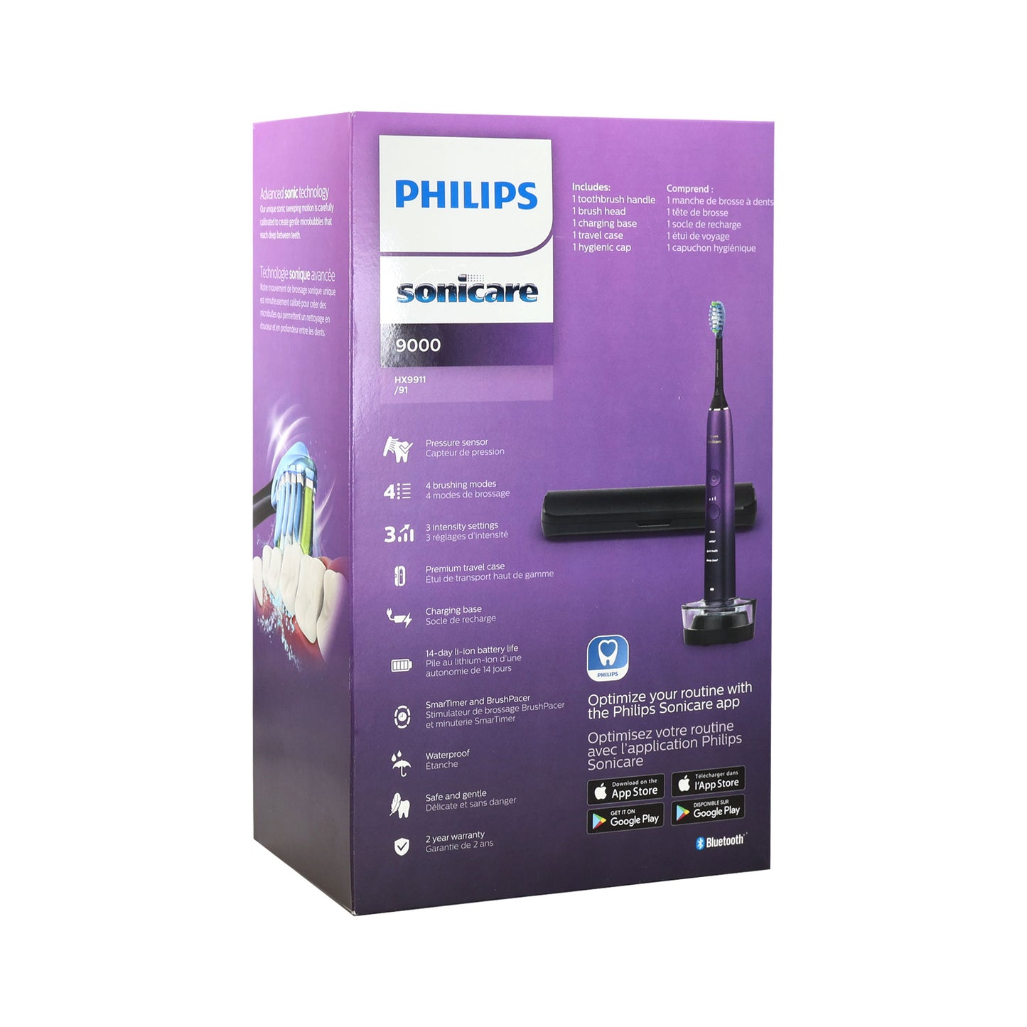 PHILIPS Sonicare 9000 Special Edition Rechargeable Toothbrush, Black/Purple, HX9911/91