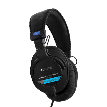 Black Sony headphones on a white background MDR 7506