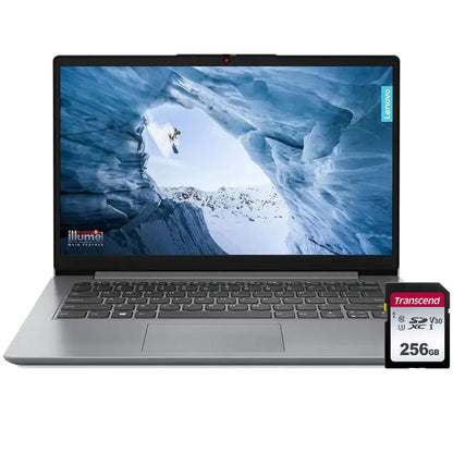 Lenovo Ideapad 1 14" Laptop - Intel Celeron N4500, 4GB Memory, 128GB eMMC (Cloud Gray) with Transcend 256GB 300S UHS-I SDXC Memory Card