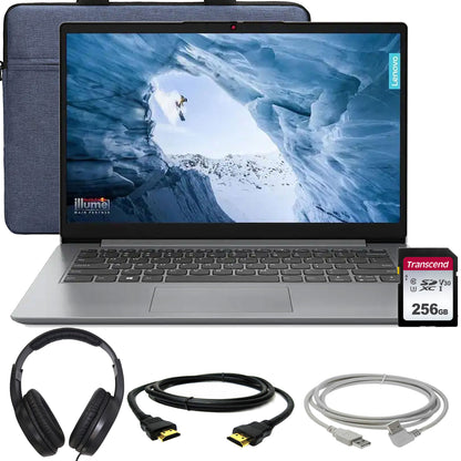 Lenovo Ideapad 1 14" Laptop - Intel Celeron N4500, 4GB Memory, 128GB eMMC (Cloud Gray) with Complete Accessory Bundle
