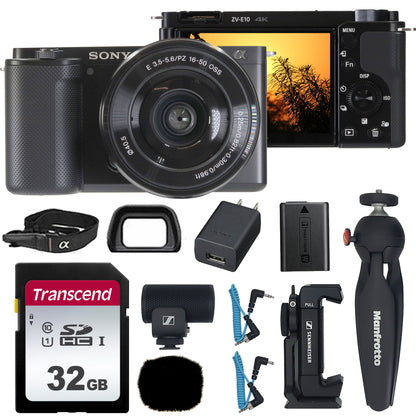 Sony ZV-E10 Mirrorless Camera with E PZ 16-50mm f/3.5-5.6 OSS II Lens Content Creator Bundle
