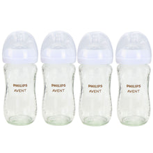 2x Philips Avent Natural Glass Baby Bottles with Natural Response Nipples (Medium Flow, Flow 3), 8oz, 2-Pack, SCY913/02