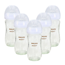 3x Philips Avent Natural Glass Baby Bottles with Natural Response Nipples (Medium Flow, Flow 3), 8oz, 2-Pack, SCY913/02